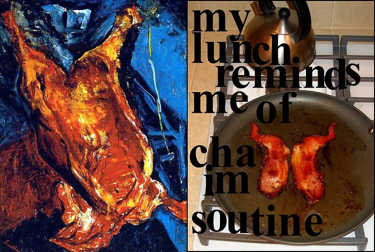 (l) chaim soutine - flayed ox, 1926 / (r) jamie newton . my lunch reminds me of chaim soutine, 2008